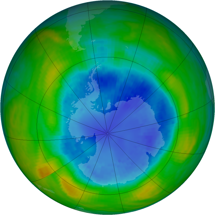 Antarctic ozone map for 07 September 1985